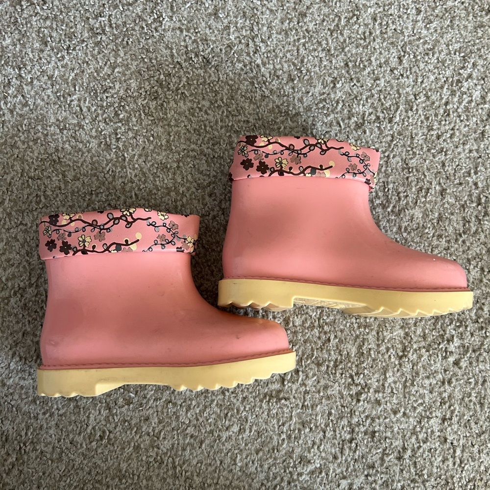 Mini Melissa Pink Floral Rain Boots